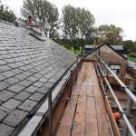 tiled roof with scaffold access