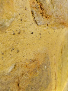 close up of external lime mortar