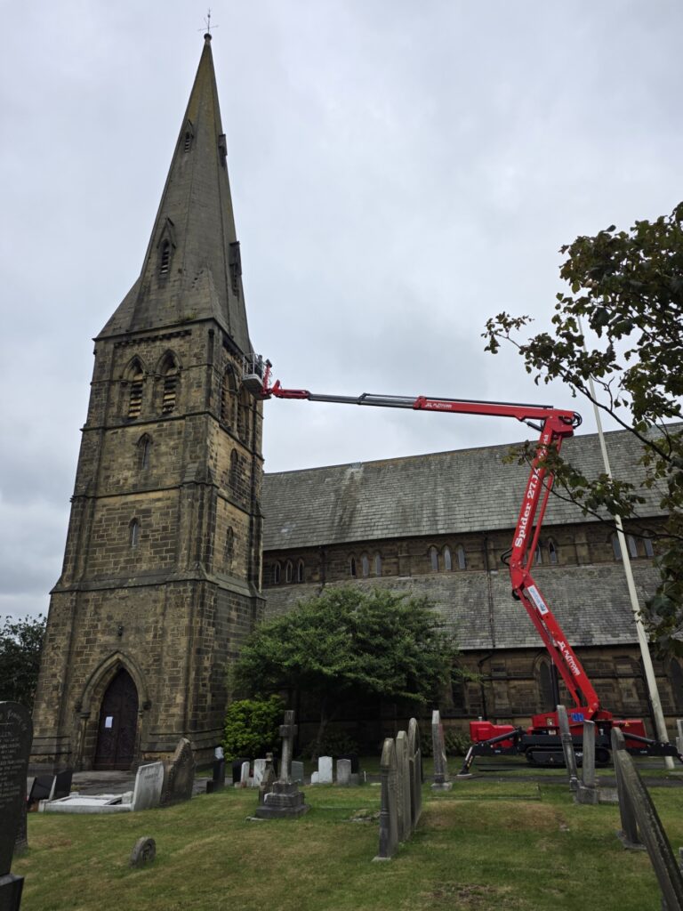 Tower Gutter Clearing from Spider Access Machine