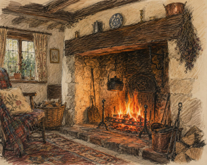 Wood Burning Traditional Fire Place